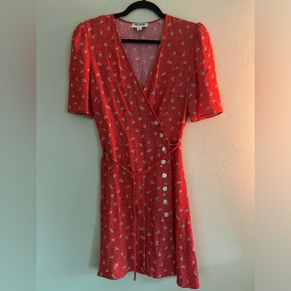 Rouje Red Floral Midi Wrap Dress